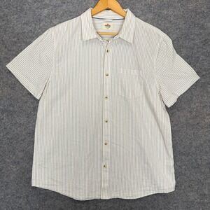 Marine Layer Hemp Cotton Button Shirt Mens Large Striped Double Cloth Pocket